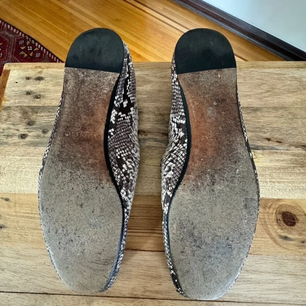 Vince Paz Venetian Grey Cream Genuine Snake Skin Leather Flat Loafers Size 8.5